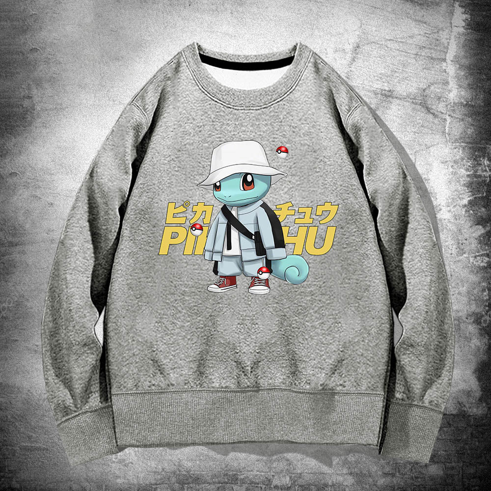 Pikachu Round Neck Sweater For Men And Womens Spring And Autumn Clothing, Japanese Anime Jenny Turtle Jacket