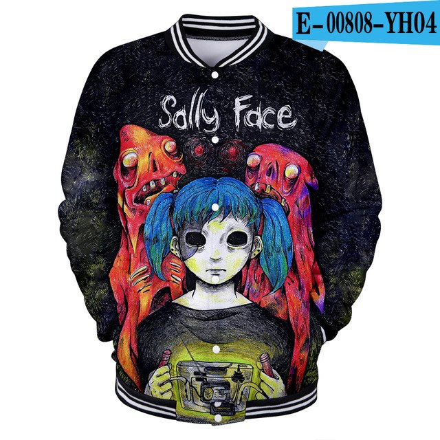 Sally face 3D jacket Hoodies New Hot Fall 3D baseball jacket Harajuku printing Sally face Baseball uniform Sweatshirt Men/Women