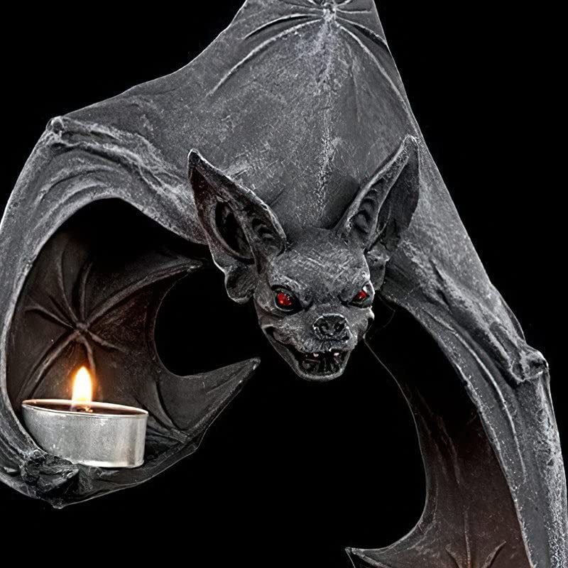 Bat Wall Tealight Holder Halloween Candlestick Bat Statue Garden Hanging Candlestick Light Garden Home Halloween Decoration