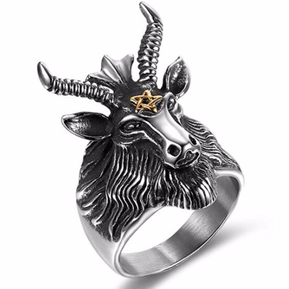 Satan Ram Goat Ring Gothic Halloween Jewelry
