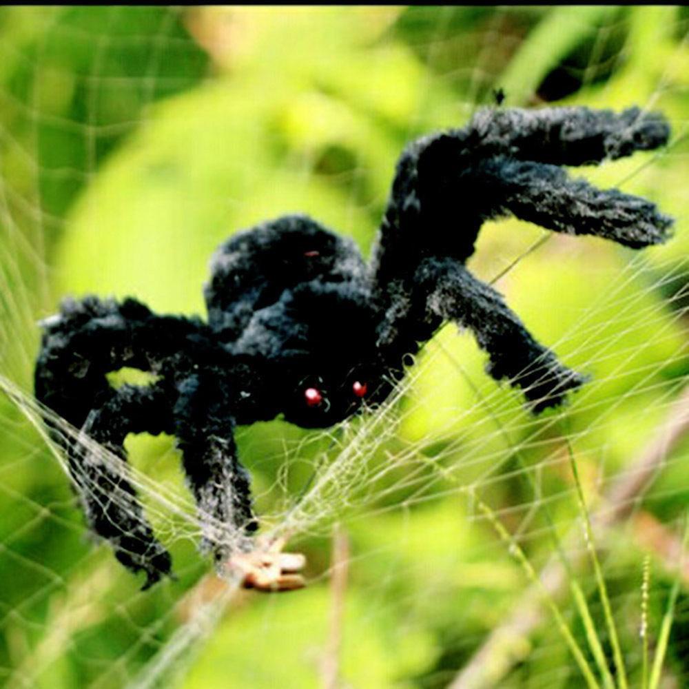 Halloween Horrible Big Black Furry Fake Spider  Halloween Decoration