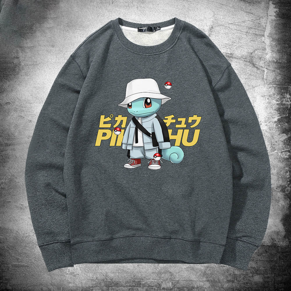 Pikachu Round Neck Sweater For Men And Womens Spring And Autumn Clothing, Japanese Anime Jenny Turtle Jacket