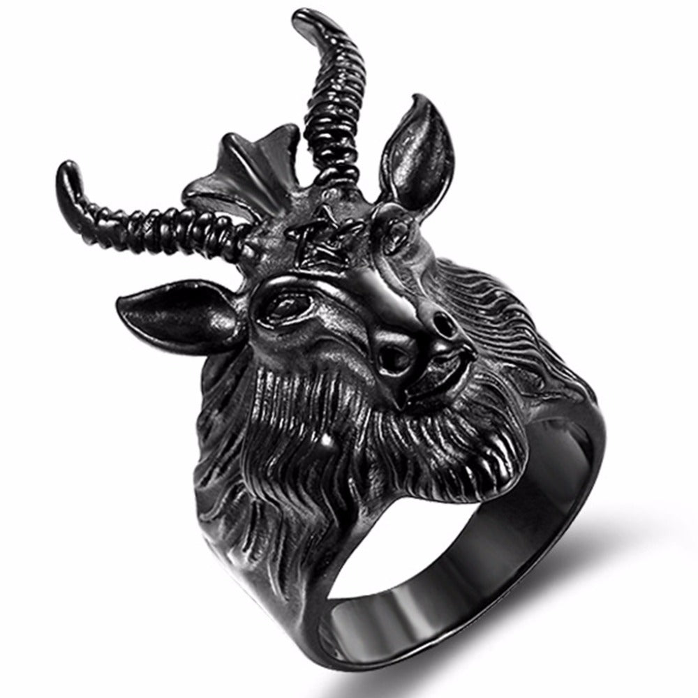 Satan Ram Goat Ring Gothic Halloween Jewelry