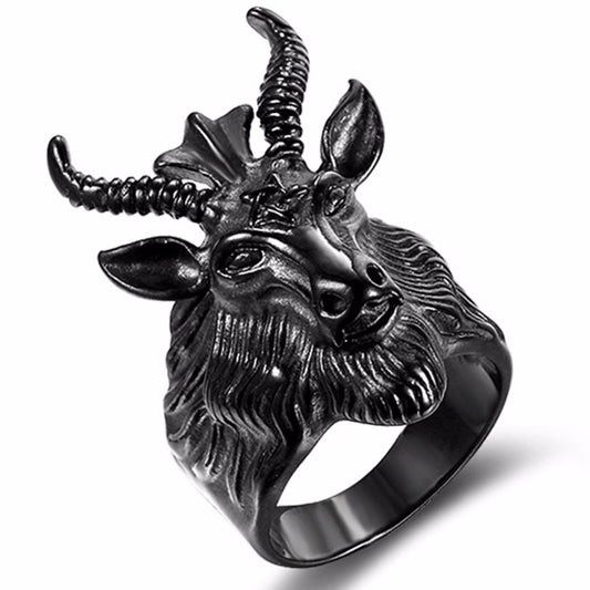 Satan Ram Goat Ring Gothic Halloween Jewelry