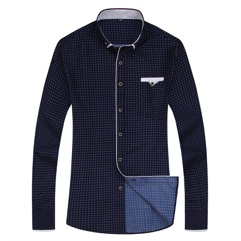 Men Fashion Casual Long Sleeved Printed shirt Slim Fit Male Social Business Dress Shirt Brand Men Clothing Soft Comfortable