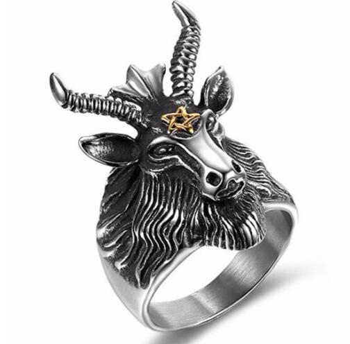 Satan Ram Goat Ring Gothic Halloween Jewelry