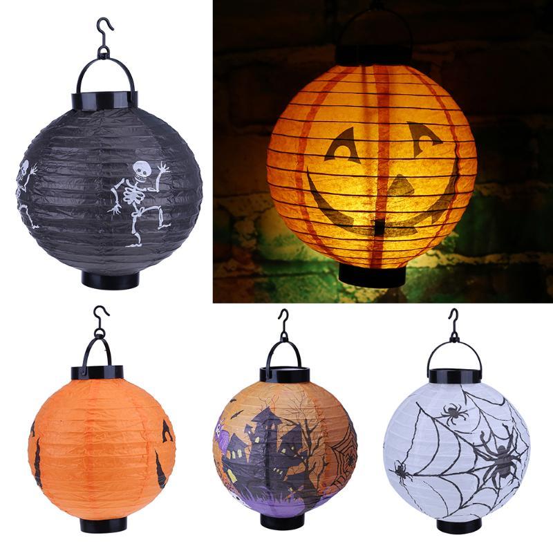 Halloween Decoration LED Paper Pumpkin Hanging Lantern Light Lamp Halloween Decorations