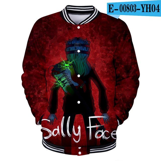 Sally face 3D jacket Hoodies New Hot Fall 3D baseball jacket Harajuku printing Sally face Baseball uniform Sweatshirt Men/Women