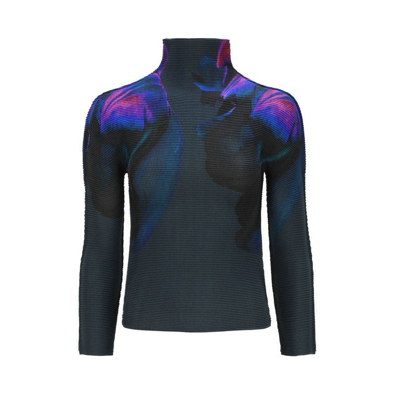 Miyake Pleated Corset Tops T-Shirt Fall Women Trendy Loose Clothing Asthetic Printed Long Sleeve Bottoming Shirt